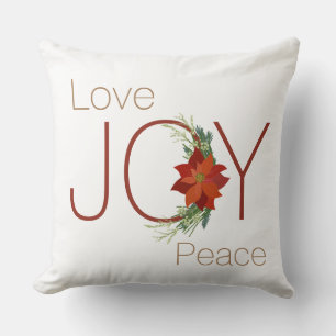 Love Joy peace Christmas poinsettia Cushion