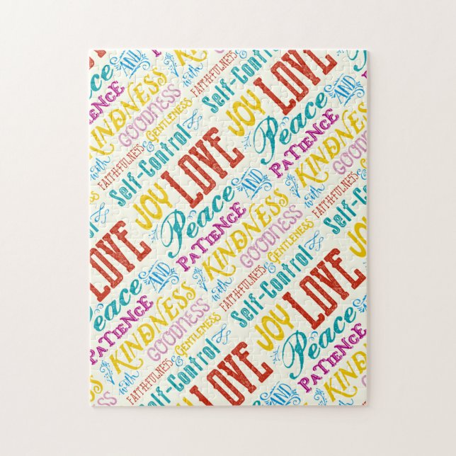 Love Joy Peace Kindness Goodness Typography Art Jigsaw Puzzle (Vertical)