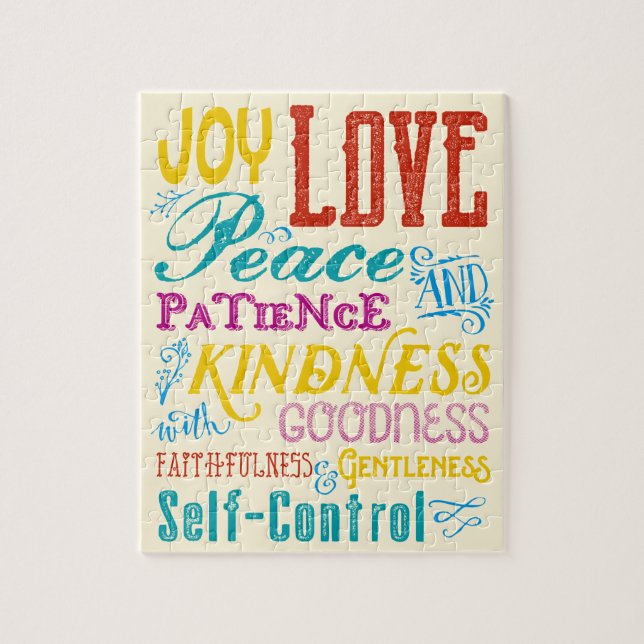 Love Joy Peace Kindness Goodness Typography Art Jigsaw Puzzle (Vertical)