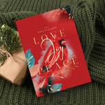 Love Joy & Peace Red Cardinal Watercolor Red Holiday Card<br><div class="desc">Our cardinal spirit holiday Christmas card embodies warmth, life and energy inspired by nature. Expressive brush and pen strokes are combined together with our artistic stylised red cardinal bird artwork. Evoking the feeling of love, joy and peace. Saturated hues of crimson reds, blush, deep ebony black, sapphire blue and dark...</div>