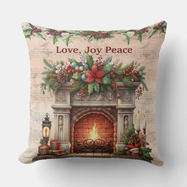 Love, Joy, Peace Throw Pillow (Front)