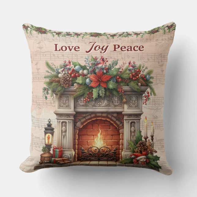 Love, Joy, Peace Throw Pillow (Front)