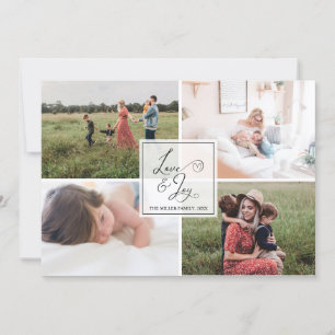 Love & Joy Simple Photo Collage Christmas Card