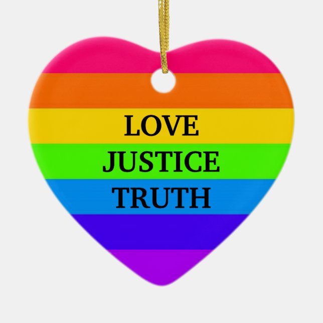 "LOVE JUSTICE TRUTH" CERAMIC ORNAMENT (Front)