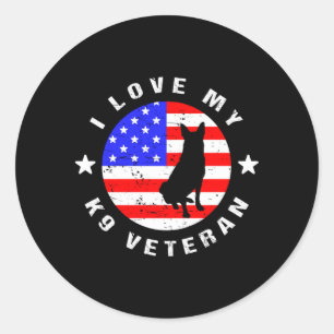 Love K9 Veteran - Military Police Dog Performance Classic Round Sticker