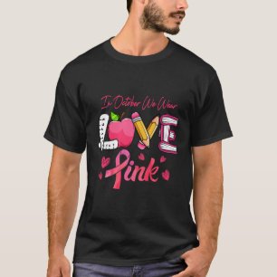 Love K Ribbon Teacher Breast Cancer Awareness Hall T-Shirt