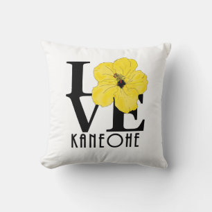 LOVE Kaneohe Yellow Hibiscus Cushion