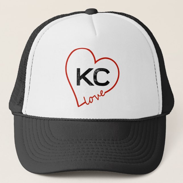 Love KC Heart Pocket Kansas City Women's T Shirt Trucker Hat (Front)