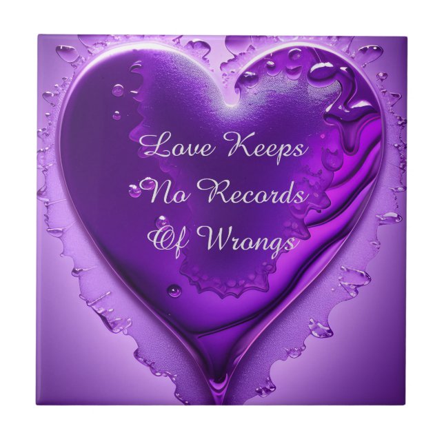 Love Keeps No Record of Wrongs Bible Verse Ceramic Tile (Front)