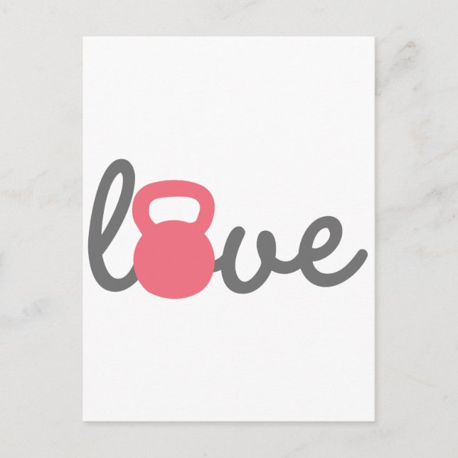 Love Kettlebell Pink Postcard (Front)