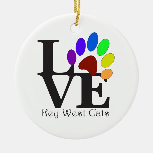 LOVE Key West Cats Ceramic Ornament (Front)