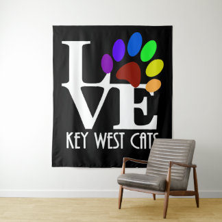 LOVE Key West Cats (white text) Tapestry