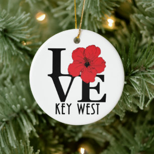 LOVE Key West Florida Ceramic Ornament