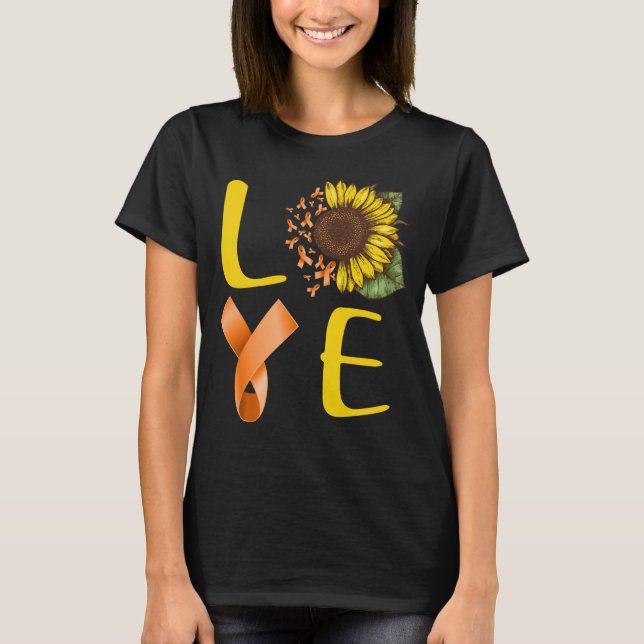 love kidney cancer ribbon sunflower T-Shirt (Front)