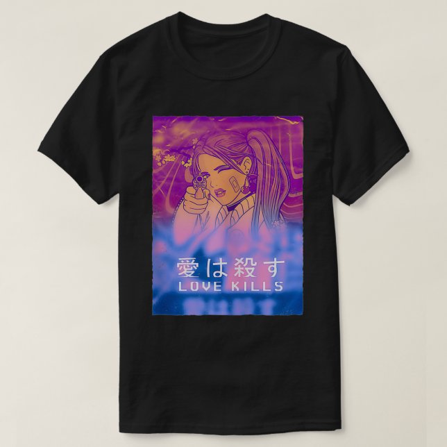 Love Kills Anime Manga Japan Vaporwave Aesthetic S T-Shirt (Design Front)