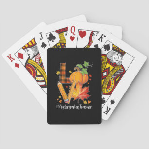 LOVE Kindergarten Teacher Fall Leaves Autumn Playing Cards
