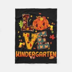 Love Kindergarten Teacher Gift Fall And Autumn Cut Fleece Blanket