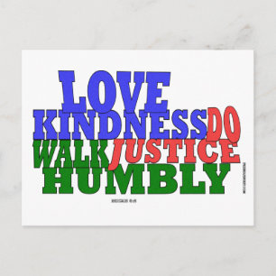 lOVE KINDNESS WALK HUMBLY Mini Calendar Micah 6:8 Postcard