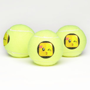 Love Kiss Square Emoji Face Have Fun Play Sports Tennis Balls