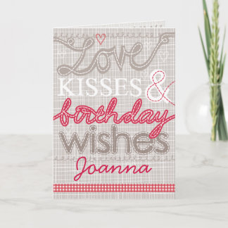 Love & Kisses birthday greetings card