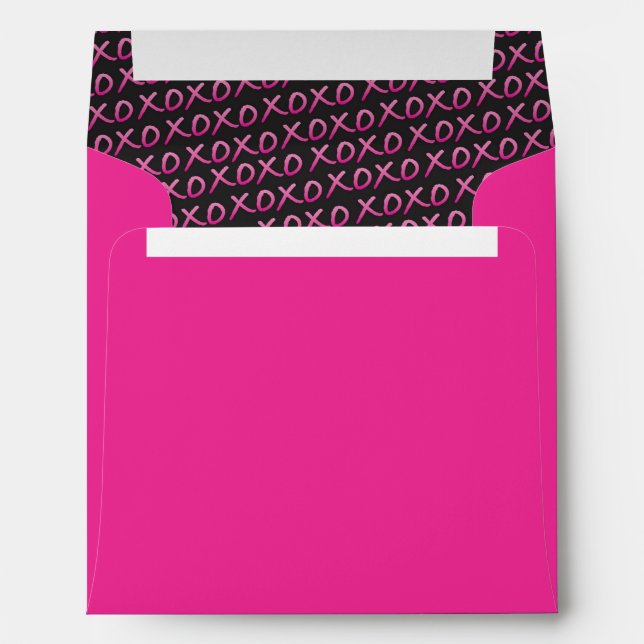 LOVE & KISSES Hot Pink Bat Mitzvah Envelope (Back (Bottom))