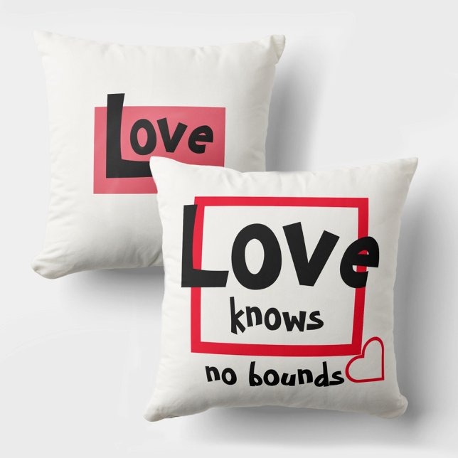 Love Knows No Bounds in Red Black and White Cushion (Creator Uploaded)
