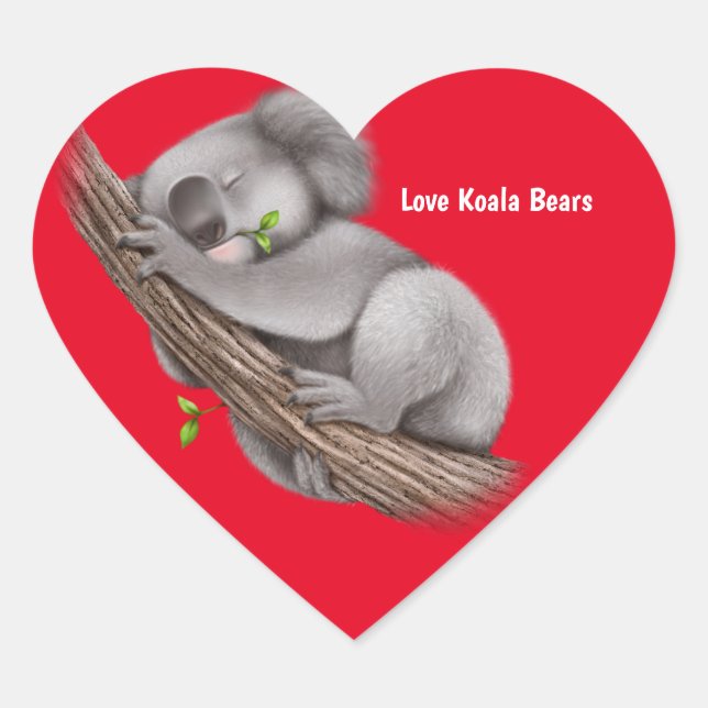 Love Koala Bears Heart Sticker (Front)