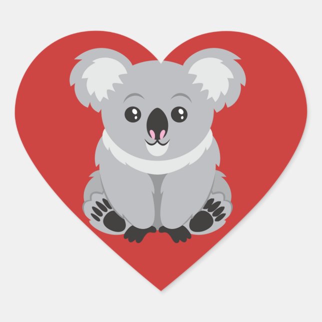 Love Koala Bears Heart Sticker (Front)