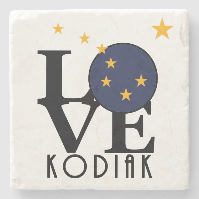 LOVE Kodiak Alaska Stone Coaster (Front)