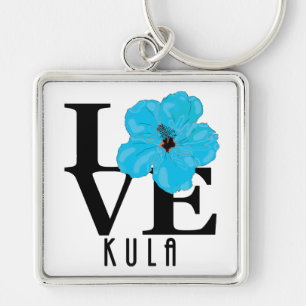 LOVE Kula Hawaii Blue Hibiscus Key Ring