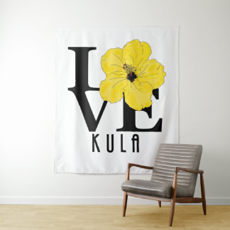LOVE Kula Hawaii Yellow Hobiscus Tapestry