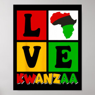 Love Kwanzaa African Heritage Flag Poster