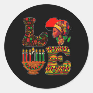 Love Kwanzaa Kinara Principles Candles Pan African Classic Round Sticker