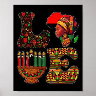 Love Kwanzaa Kinara Principles Candles Pan African Poster