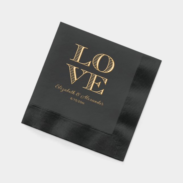 LOVE L-O-V-E Arranged in a 4 Letter Square Name Foil Napkins (Left)