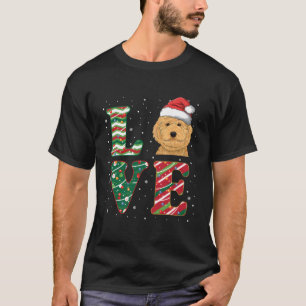 Love Labradoodle Santa Dog Lover Dad Mum Gift For T-Shirt