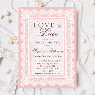 Love & Lace Vintage Blush Pink Lace Bridal Shower Invitation