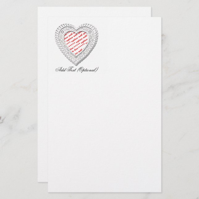 Love Laced Heart Shaped Photo Frame Stationery (Front/Back)