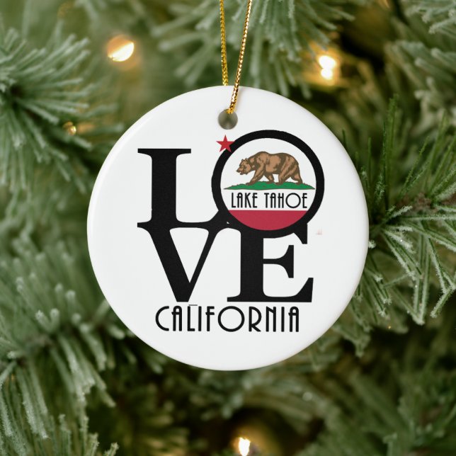 LOVE Lake Tahoe California Ceramic Ornament (Tree)