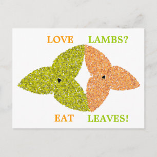Love Lambs Eat Leaves Pro Vegetarian Postcard