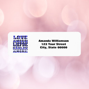 Love Languages Blue Personalise Return  Address Label