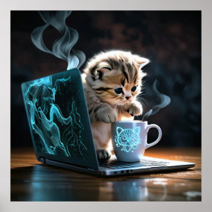 Love, Laptops, Cats and Coffee Poster