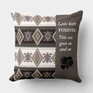 Love Lasts Forever Folk Art Design Pillow