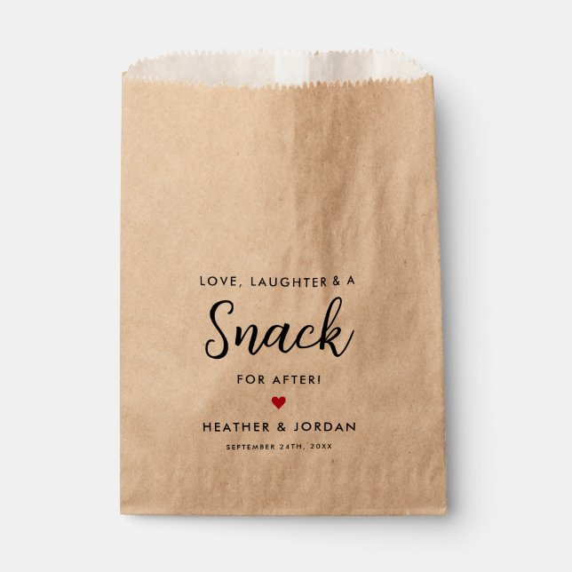Love, Laughter a Snack for After Wedding Snack Favour Bag (Front)