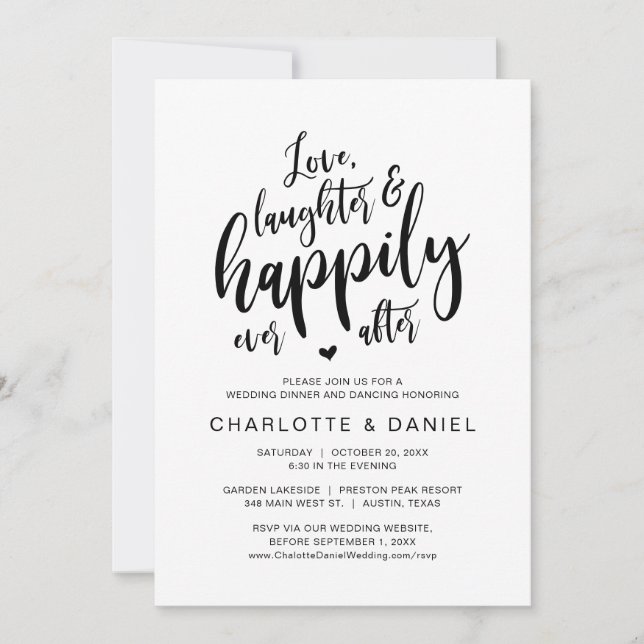 Love, Laughter and Happily Ever After, Wedding Invitation (Front)