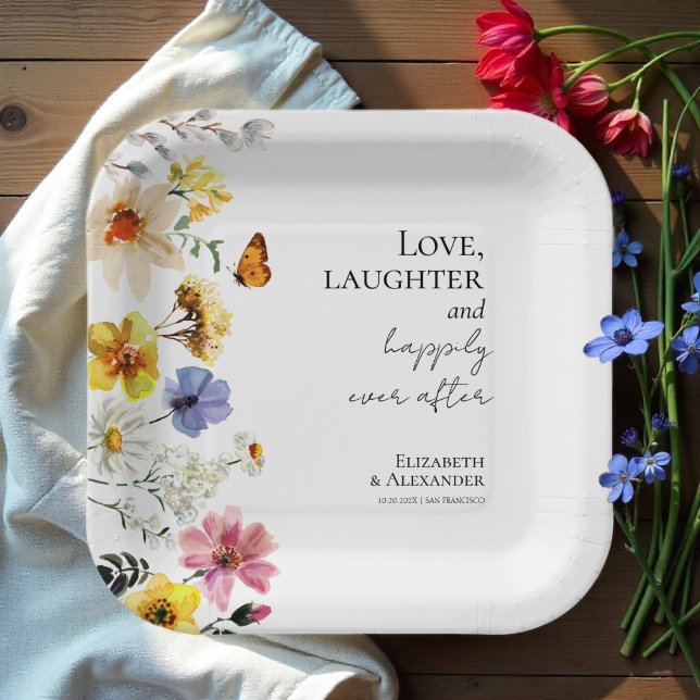 Love, laughter, and happily ever after Wedding Paper Plate (Creator Uploaded)