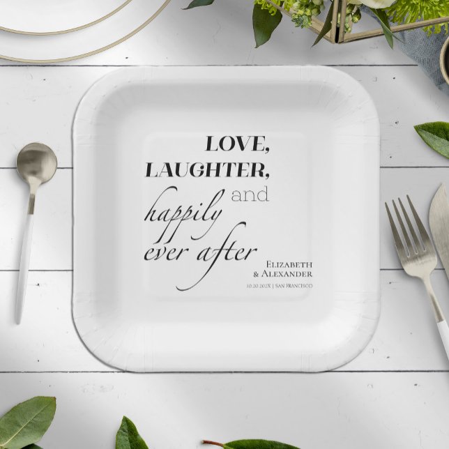 Love, laughter, and happily ever after Wedding Paper Plate (Creator Uploaded)