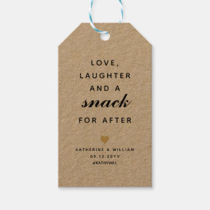 Love laughter and snack for after wedding favour gift tags