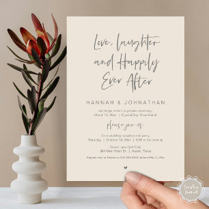 Love, Laughter, Black, Wedding Elopement Party Invitation