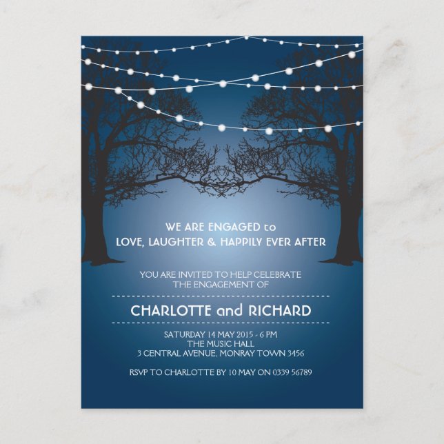 Love, Laughter & Happily Ever After engagement Invitation Postcard (Front)